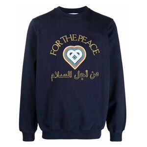 Casablanca Tennis Club For The Peace Sweatshirt M medium navy blue embroidered